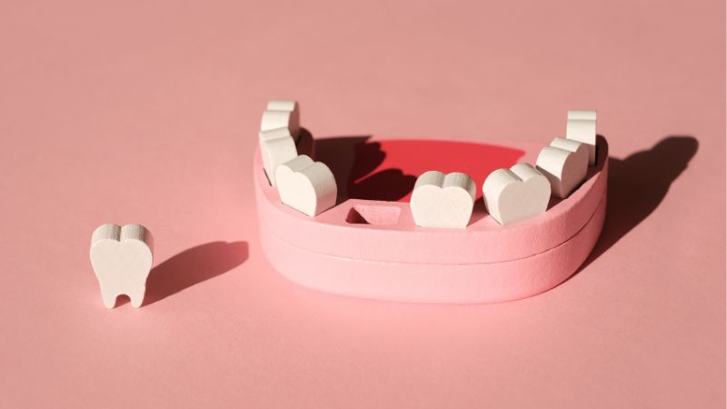 3D Concept of Dentures with missing teeth
